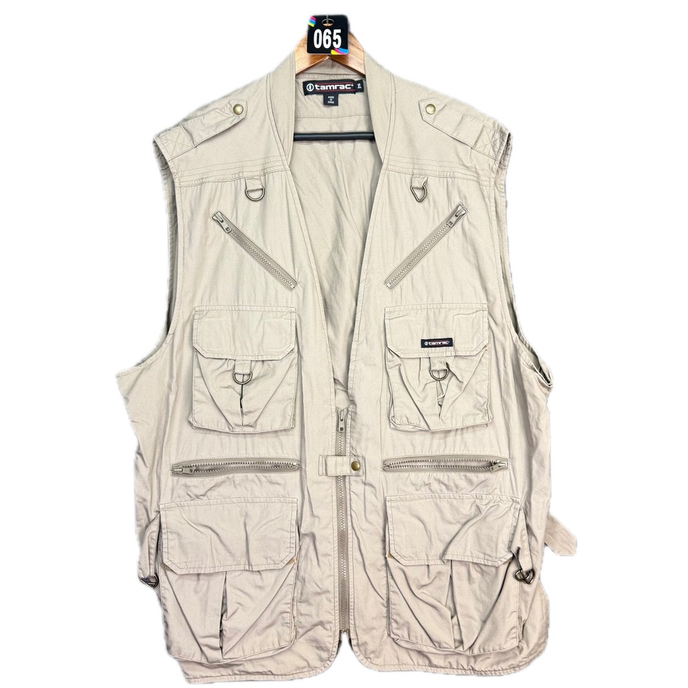 Tamrac Photography Vest Men XL Tan Multi Pocket Utility Tactical Safari Cotton